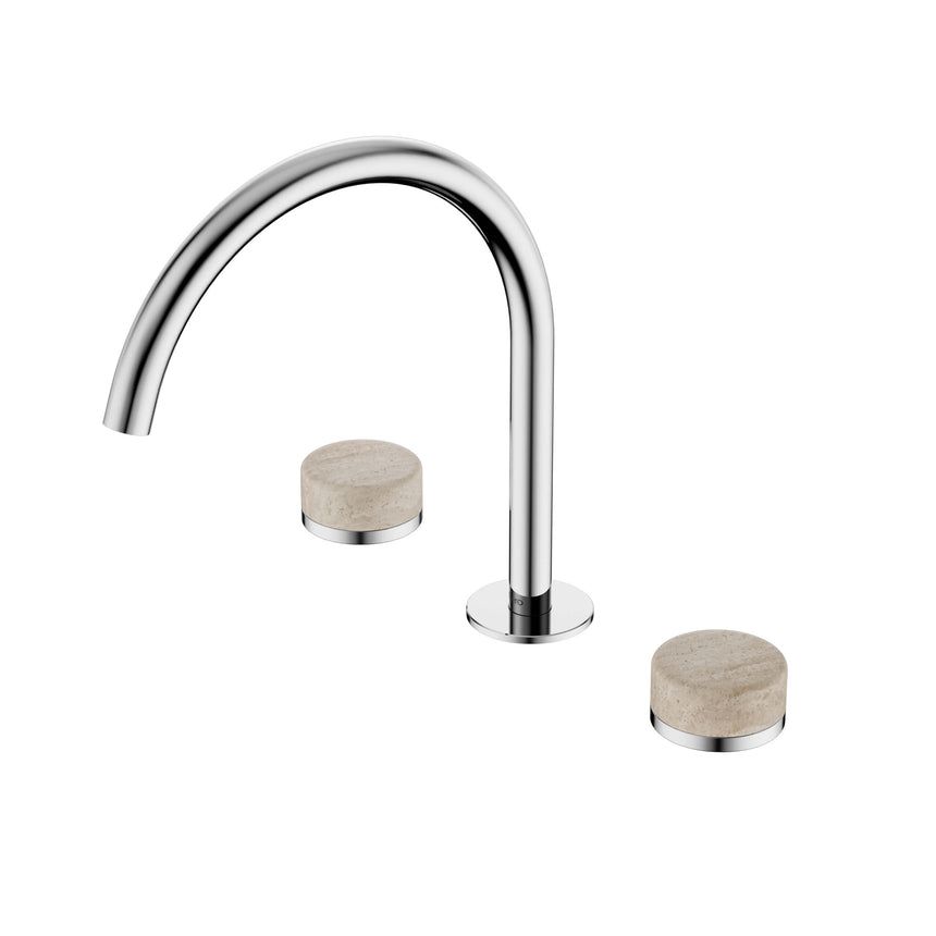 Nero Serenity Bath/Kitchen Set Arc Spout With Rome Travertine Handle Chrome Tapware Nero Default Title
