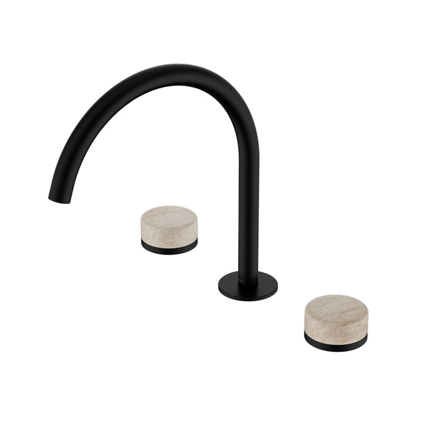 Nero Serenity Bath/Kitchen Set Arc Spout With Rome Travertine Handle Matte Black Tapware Nero Default Title