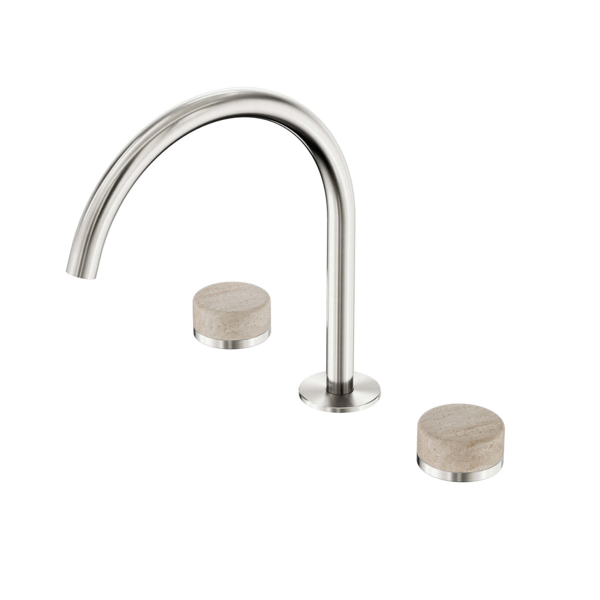 Nero Serenity Bath/Kitchen Set Arc Spout With Rome Travertine Handle Brushed Nickel Tapware Nero Default Title