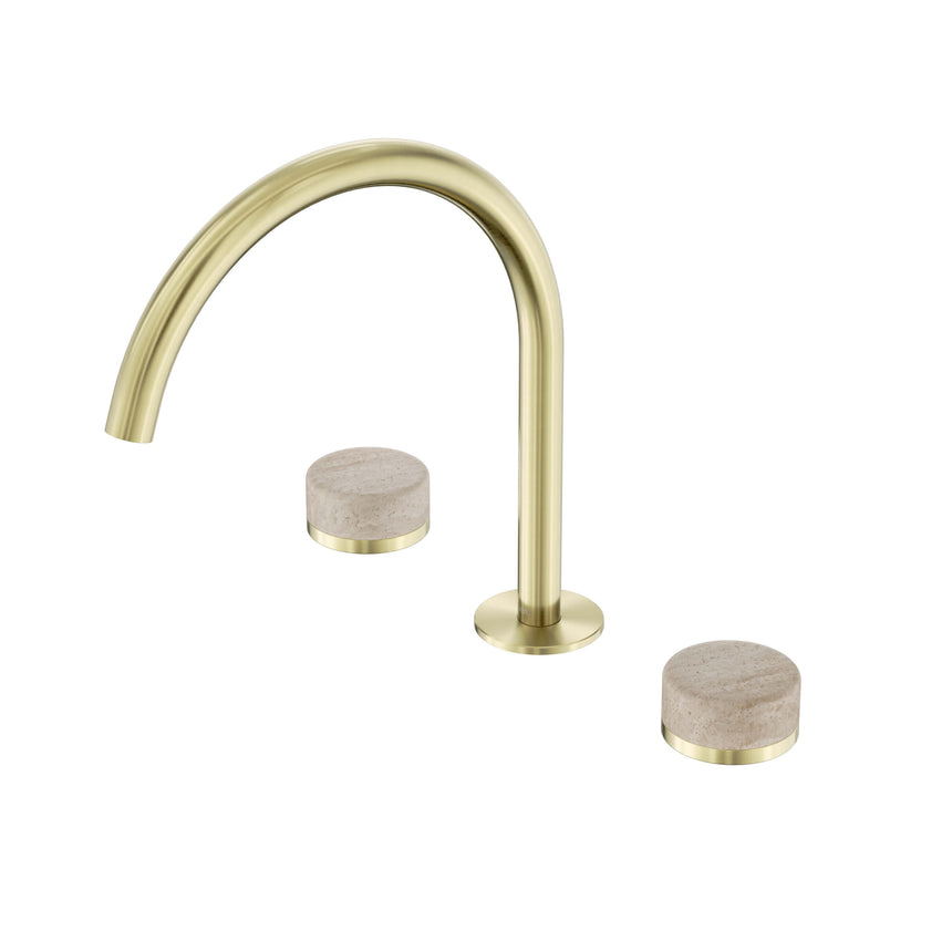 Nero Serenity Bath/Kitchen Set Arc Spout With Rome Travertine Handle Brushed Gold Tapware Nero Default Title