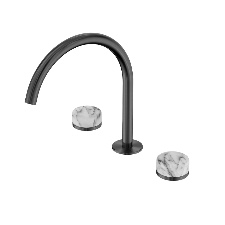 Nero Serenity Bath/Kitchen Set Arc Spout With Arabescato Corchia Handle Gun Metal Tapware Nero Default Title