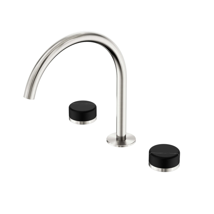 Nero Serenity Bath/Kitchen Set Arc Spout With Marquina Black Handle Brushed Nickel Tapware Nero Default Title