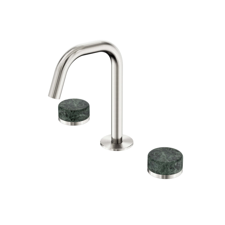 Nero Serenity Basin Set Edge Spout With Verde Alpi Handle Brushed Nickel Tapware Nero Default Title
