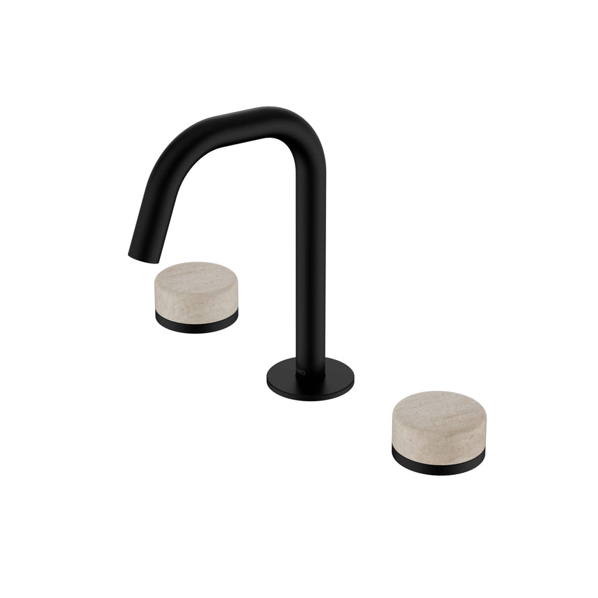 Nero Serenity Basin Set Edge Spout With Rome Travertine Handle Matte Black Tapware Nero Default Title