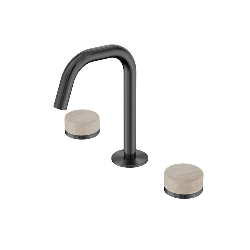 Nero Serenity Basin Set Edge Spout With Rome Travertine Handle Gun Metal Tapware Nero Default Title