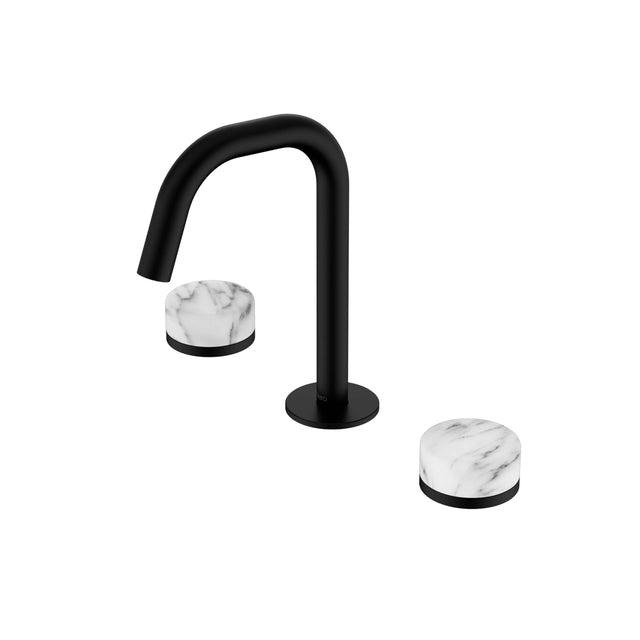 Nero Serenity Basin Set Edge Spout With Arabescato Corchia Handle Matte Black Tapware Nero Default Title