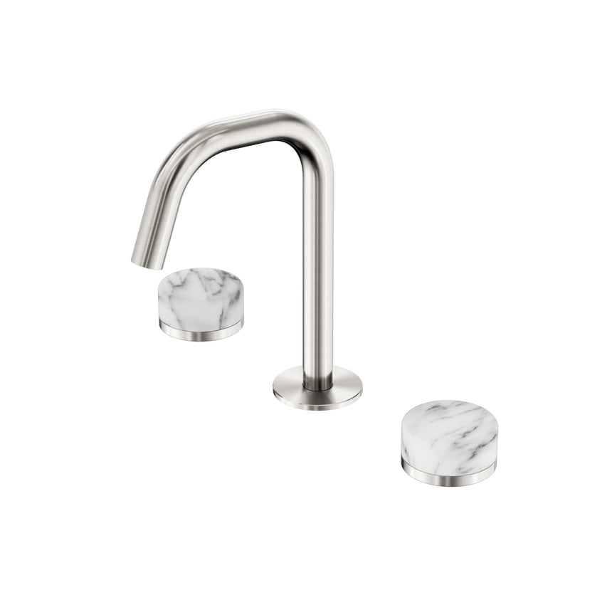 Nero Serenity Basin Set Edge Spout With Arabescato Corchia Handle Brushed Nickel Tapware Nero Default Title