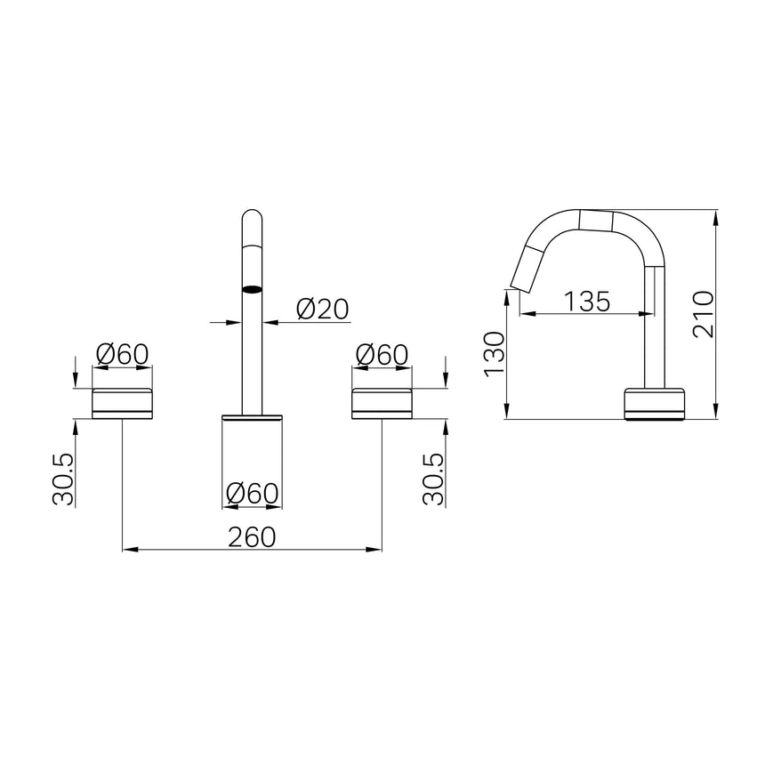 Nero Serenity Basin Set Edge Spout With Arabescato Corchia Handle Gun Metal Tapware Nero