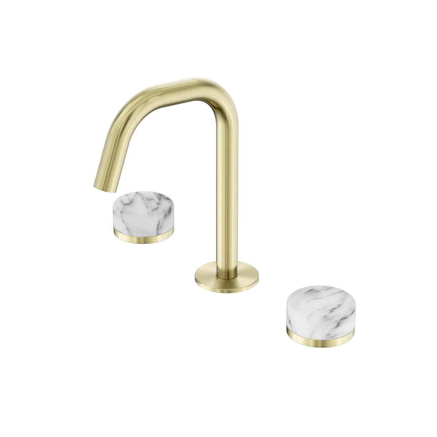Nero Serenity Basin Set Edge Spout With Arabescato Corchia Handle Brushed Gold Tapware Nero Default Title
