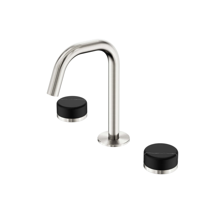 Nero Serenity Basin Set Edge Spout With Marquina Black Handle Brushed Nickel Tapware Nero Default Title