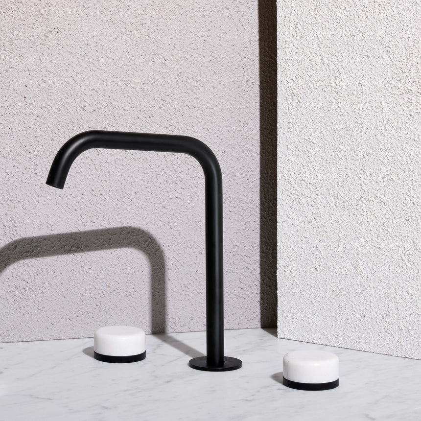 Nero Serenity Bath/Kitchen Set Edge Spout With Carrara Handle Matte Black Tapware Nero