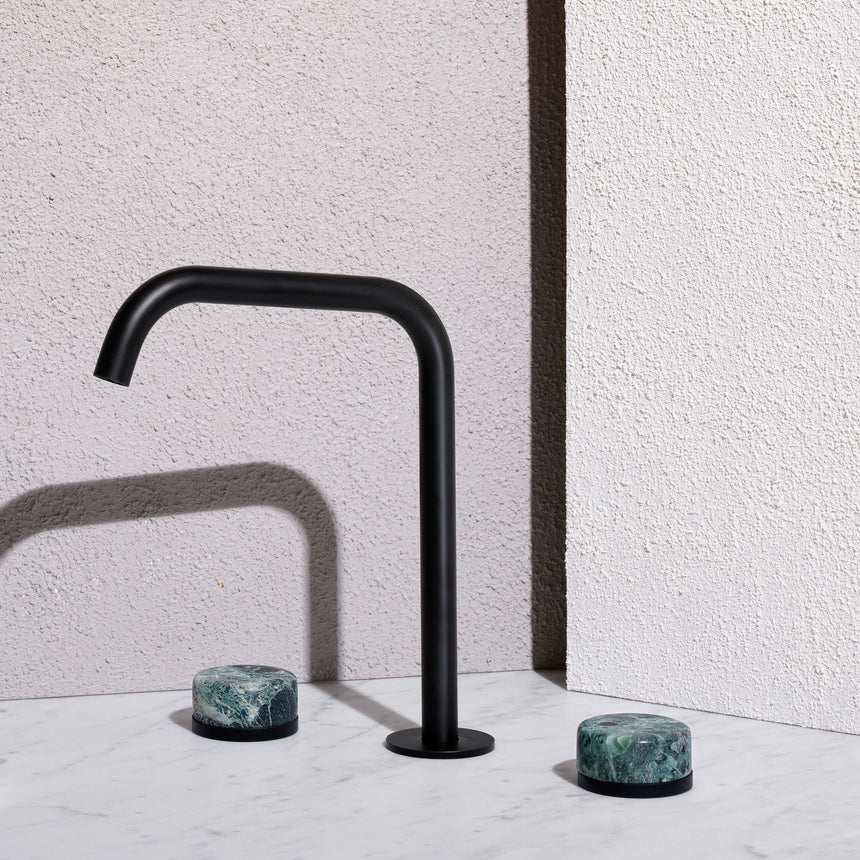 Nero Serenity Bath/Kitchen Set Edge Spout With Verde Alpi Handle Matte Black Tapware Nero