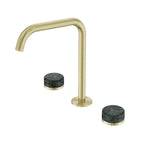 Nero Serenity Bath/Kitchen Set Edge Spout With Verde Alpi Handle Brushed Gold