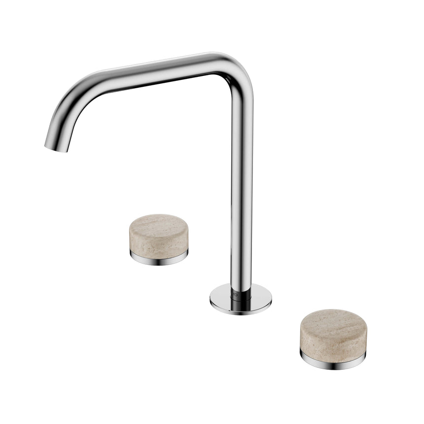 Nero Serenity Bath/Kitchen Set Edge Spout With Rome Travertine Handle Chrome Tapware Nero Default Title