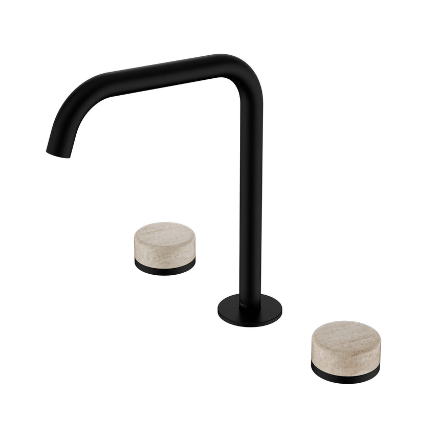 Nero Serenity Bath/Kitchen Set Edge Spout With Rome Travertine Handle Matte Black Tapware Nero Default Title