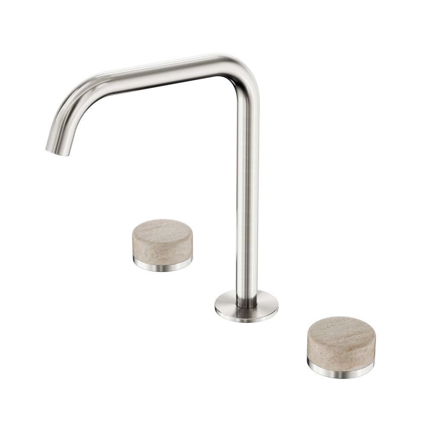 Nero Serenity Bath/Kitchen Set Edge Spout With Rome Travertine Handle Brushed Nickel Tapware Nero Default Title
