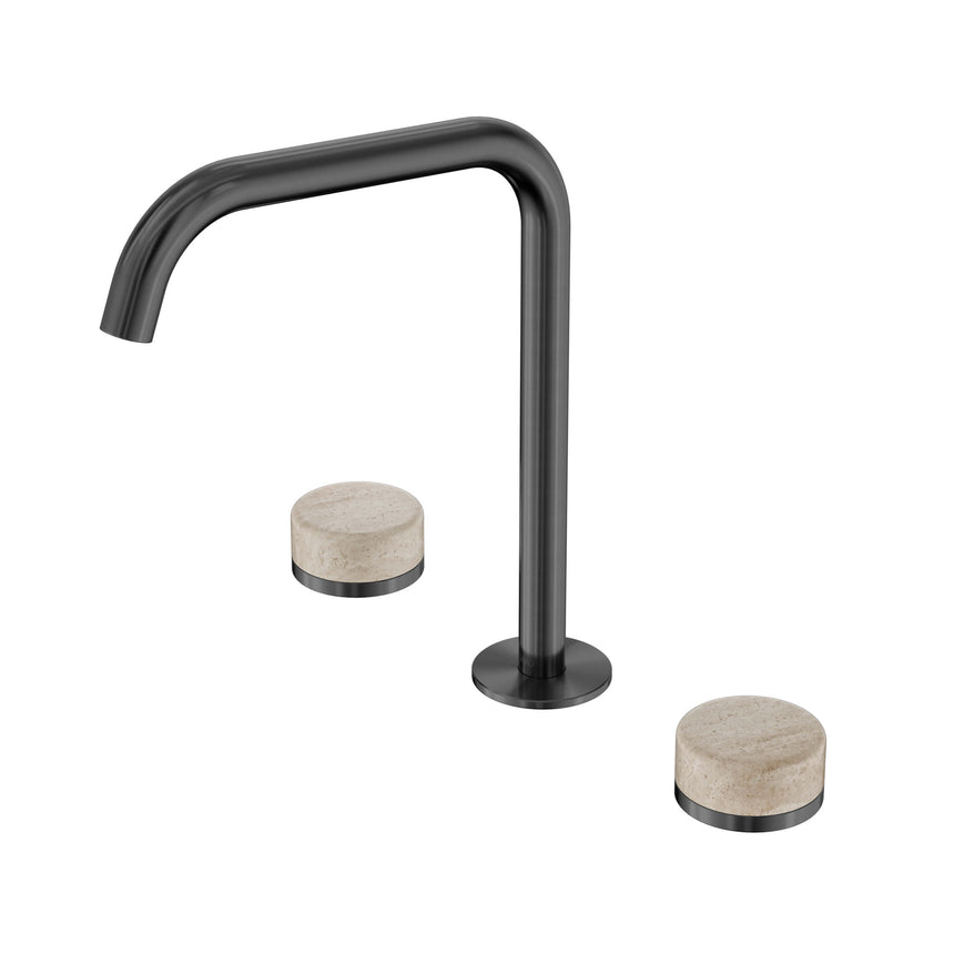 Nero Serenity Bath/Kitchen Set Edge Spout With Rome Travertine Handle Gun Metal Tapware Nero Default Title