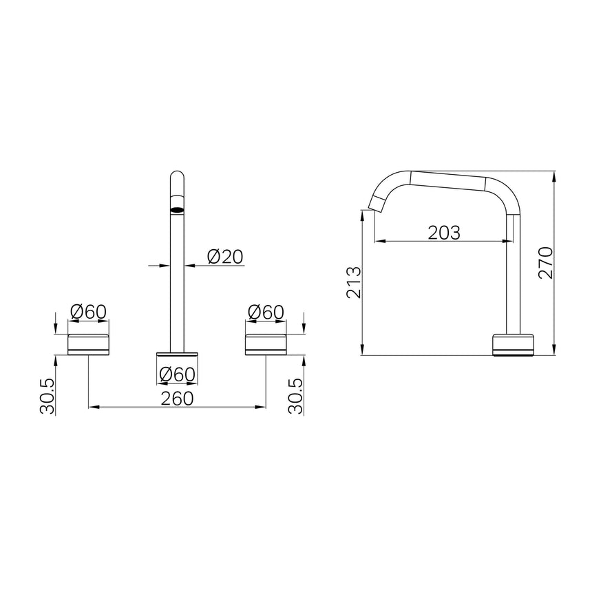 Nero Serenity Bath/Kitchen Set Edge Spout With Arabescato Corchia Handle Brushed Nickel Tapware Nero