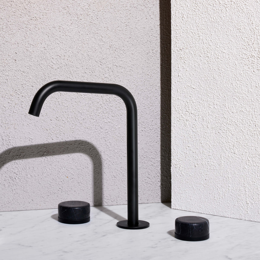Nero Serenity Bath/Kitchen Set Edge Spout With Marquina Black Handle Matte Black Tapware Nero