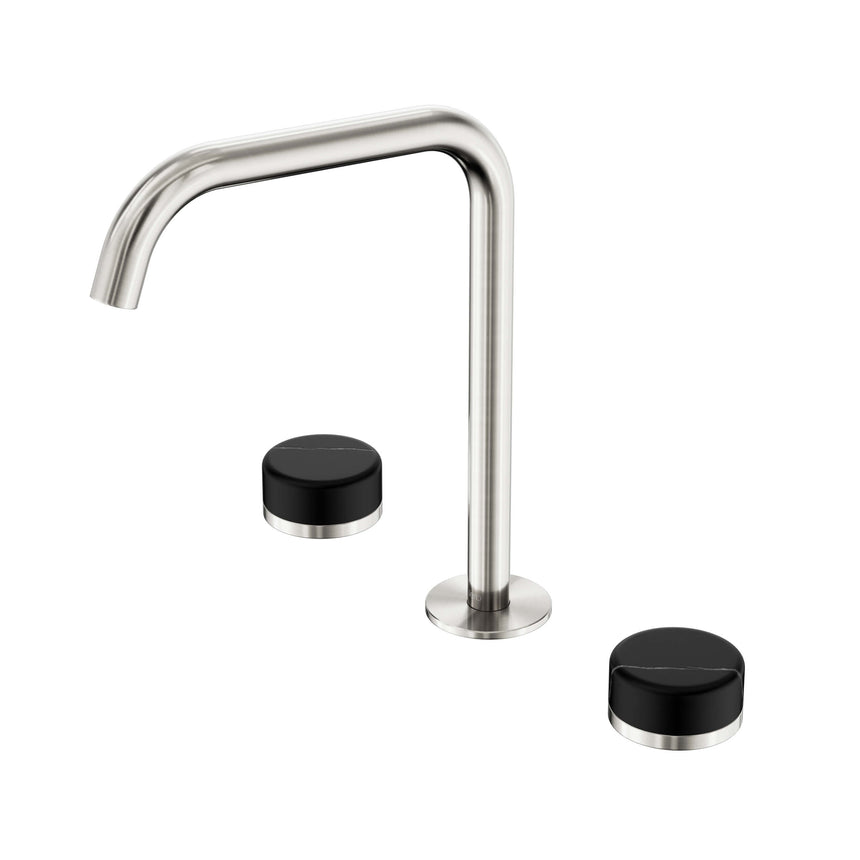 Nero Serenity Bath/Kitchen Set Edge Spout With Marquina Black Handle Brushed Nickel Tapware Nero Default Title