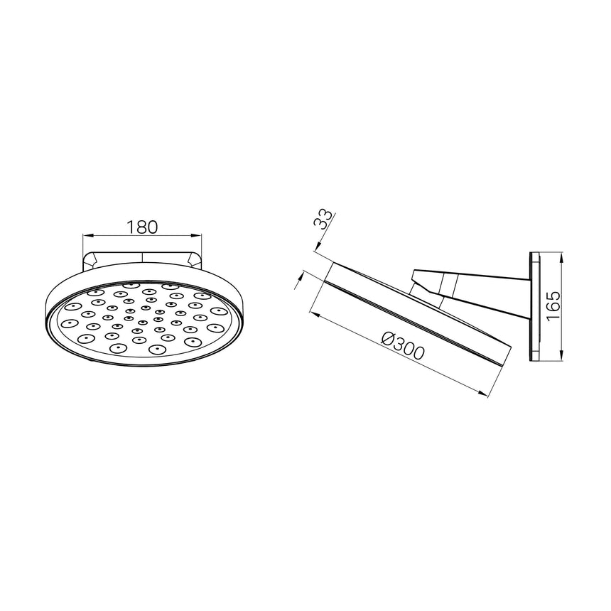 Nero Serenity Wall Shower Head Brushed Nickel Shower Nero