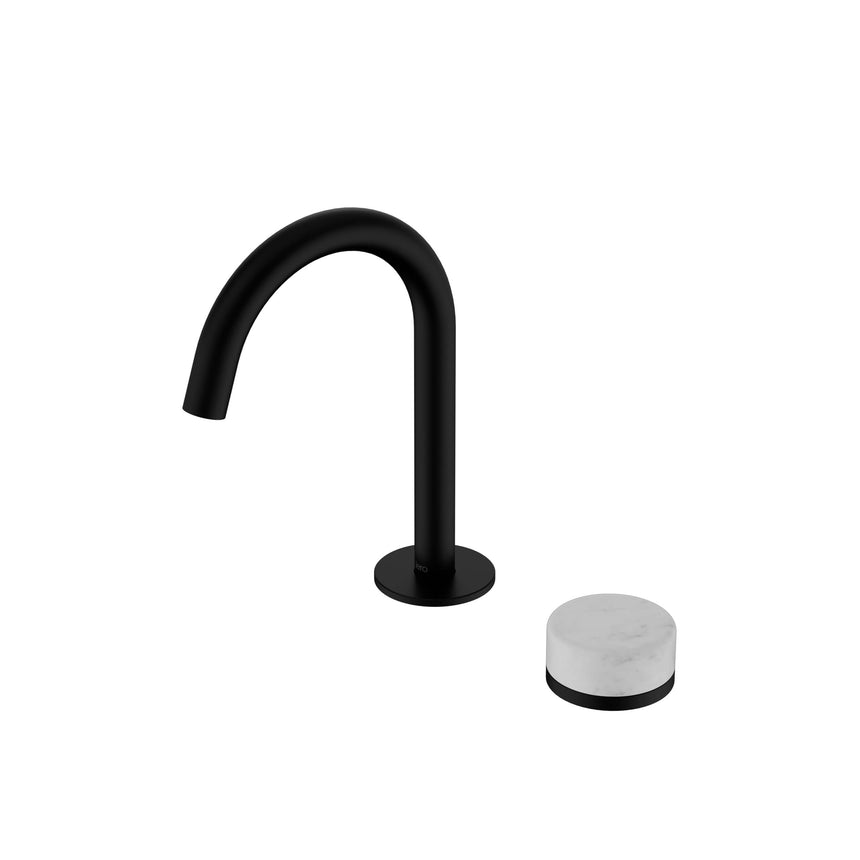 Nero Serenity Progressive Basin Mixer Arc Spout With Carrara Handle Matte Black Tapware Nero Default Title