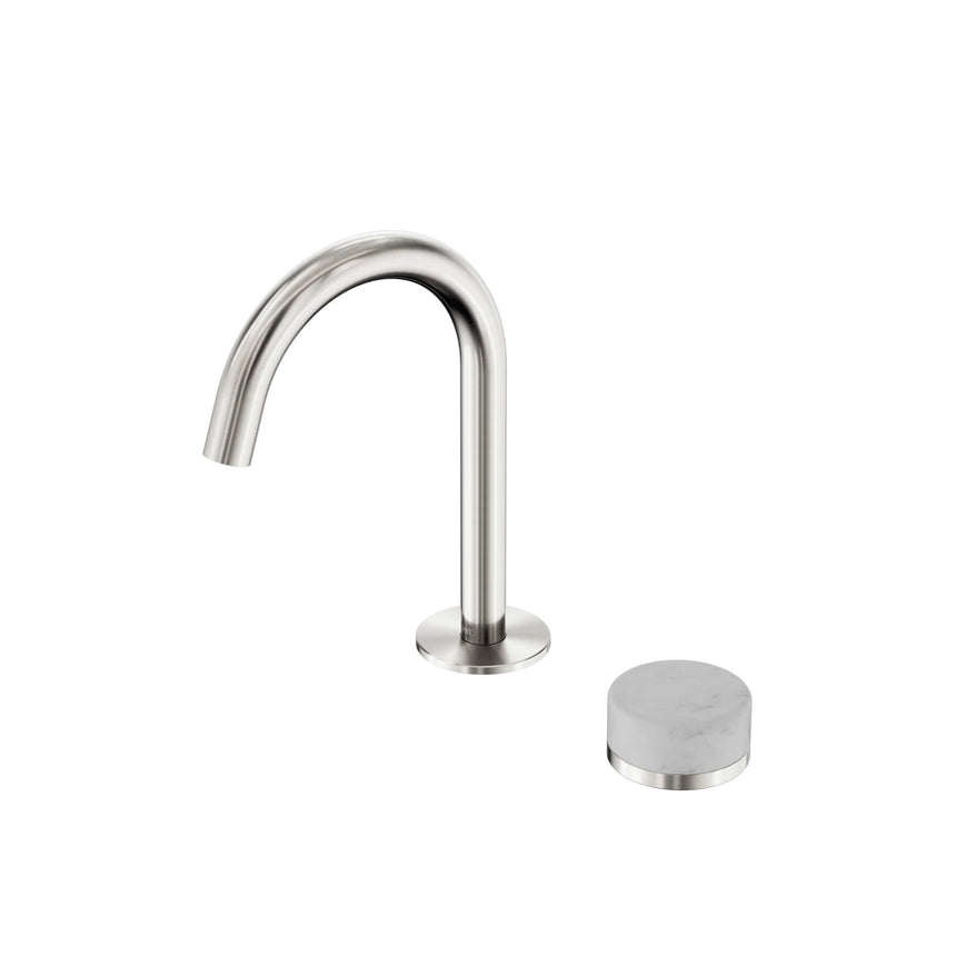 Nero Serenity Progressive Basin Mixer Arc Spout With Carrara Handle Brushed Nickel Tapware Nero Default Title