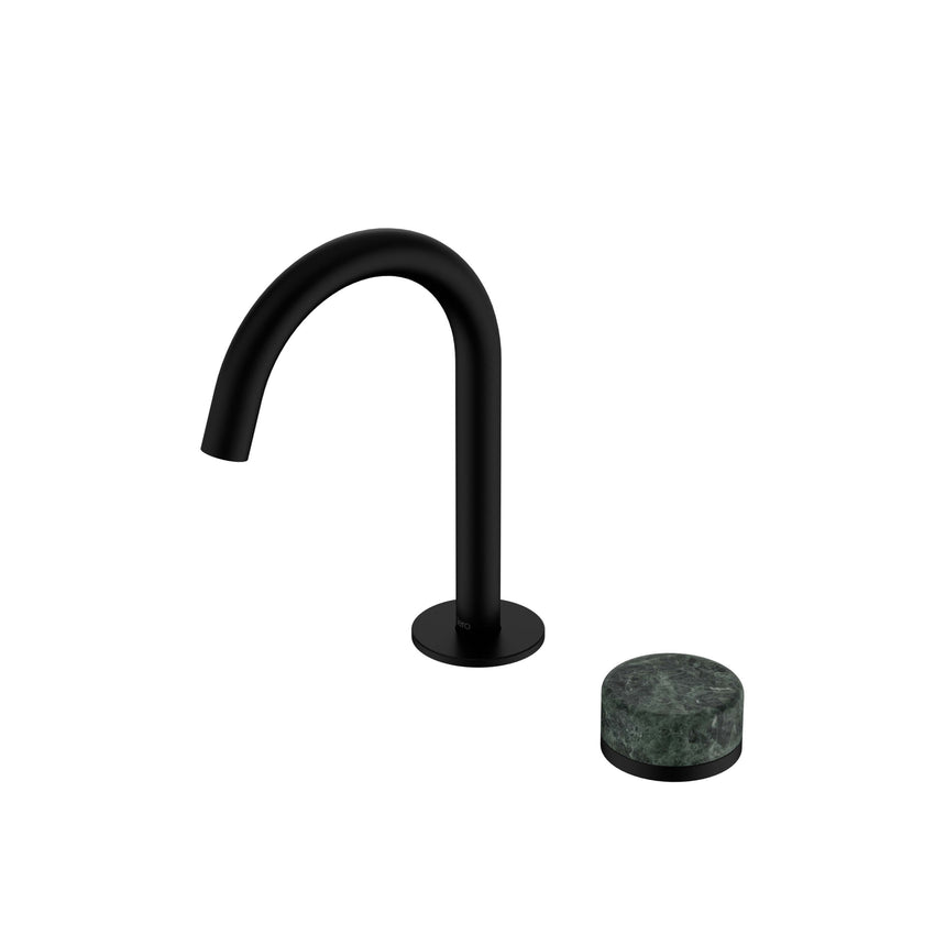 Nero Serenity Progressive Basin Mixer Arc Spout With Verde Alpi Handle Matte Black Tapware Nero Default Title