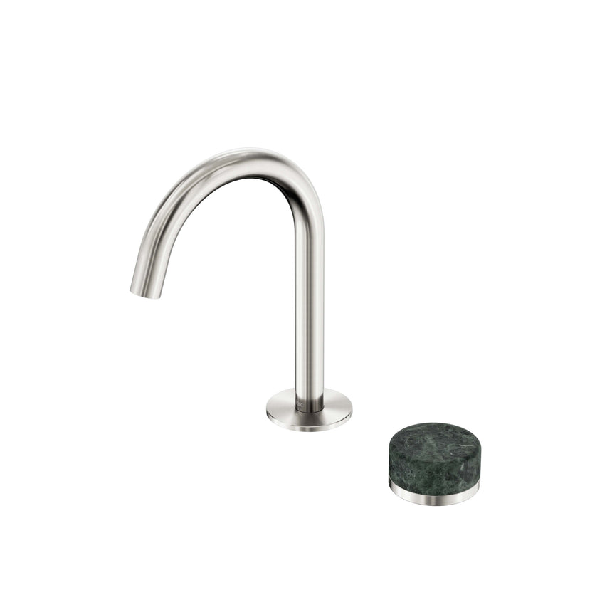 Nero Serenity Progressive Basin Mixer Arc Spout With Verde Alpi Handle Brushed Nickel Tapware Nero Default Title
