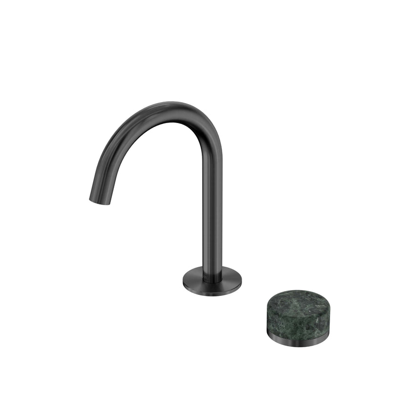 Nero Serenity Progressive Basin Mixer Arc Spout With Verde Alpi Handle Gun Metal Tapware Nero Default Title