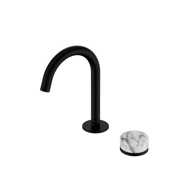 Nero Serenity Progressive Basin Mixer Arc Spout With Arabescato Corchia Handle Matte Black Tapware Nero Default Title