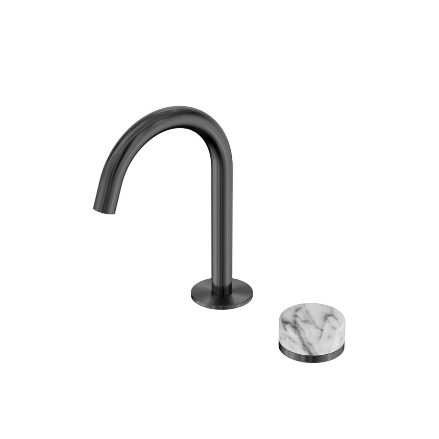 Nero Serenity Progressive Basin Mixer Arc Spout With Arabescato Corchia Handle Gun Metal Tapware Nero Default Title