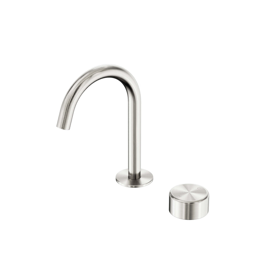 Nero Serenity Progressive Basin Mixer Arc Spout With Metal Handle Brushed Nickel Tapware Nero Default Title