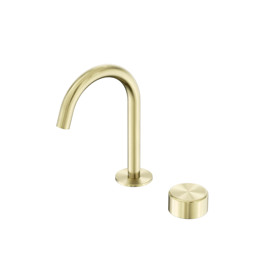 Nero Serenity Progressive Basin Mixer Arc Spout With Metal Handle Brushed Gold Tapware Nero Default Title