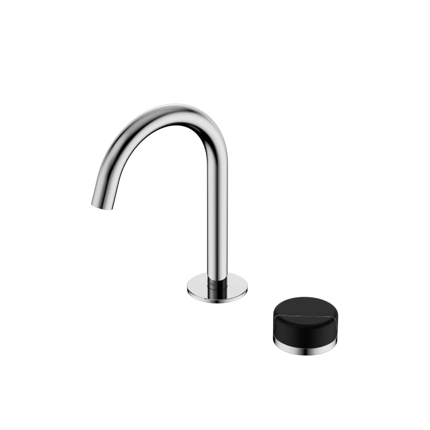 Nero Serenity Progressive Basin Mixer Arc Spout With Marquina Black Handle Chrome Tapware Nero Default Title