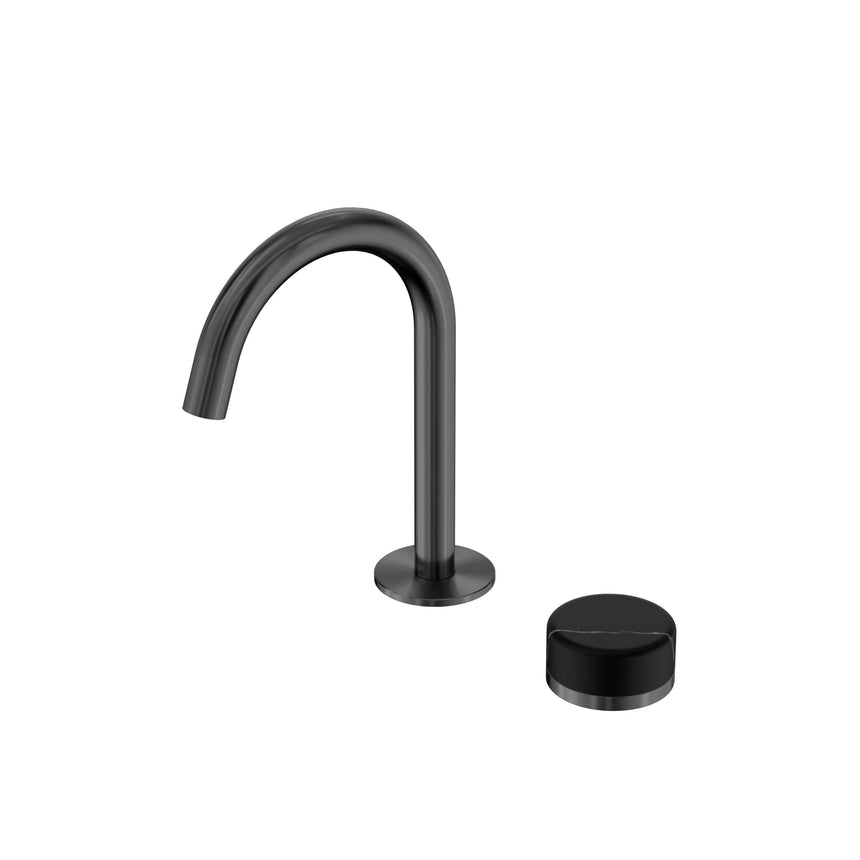 Nero Serenity Progressive Basin Mixer Arc Spout With Marquina Black Handle Gun Metal Tapware Nero Default Title