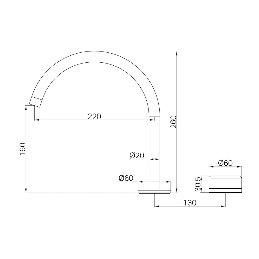 Nero Serenity Progressive Bath/Kitchen Mixer Arc Spout With Verde Alpi Handle Chrome Tapware Nero