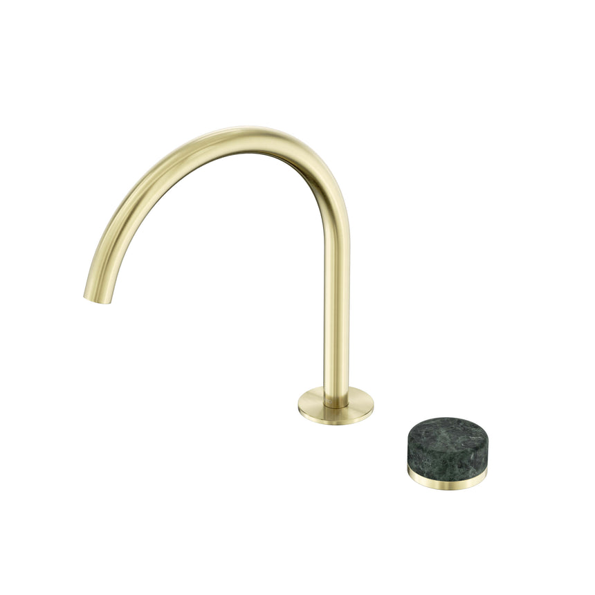 Nero Serenity Progressive Bath/Kitchen Mixer Arc Spout With Verde Alpi Handle Brushed Gold Tapware Nero Default Title