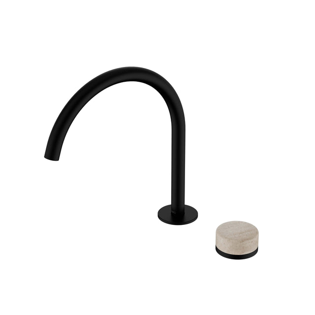 Nero Serenity Progressive Bath/Kitchen Mixer Arc Spout With Rome Travertine Handle Matte Black Tapware Nero Default Title