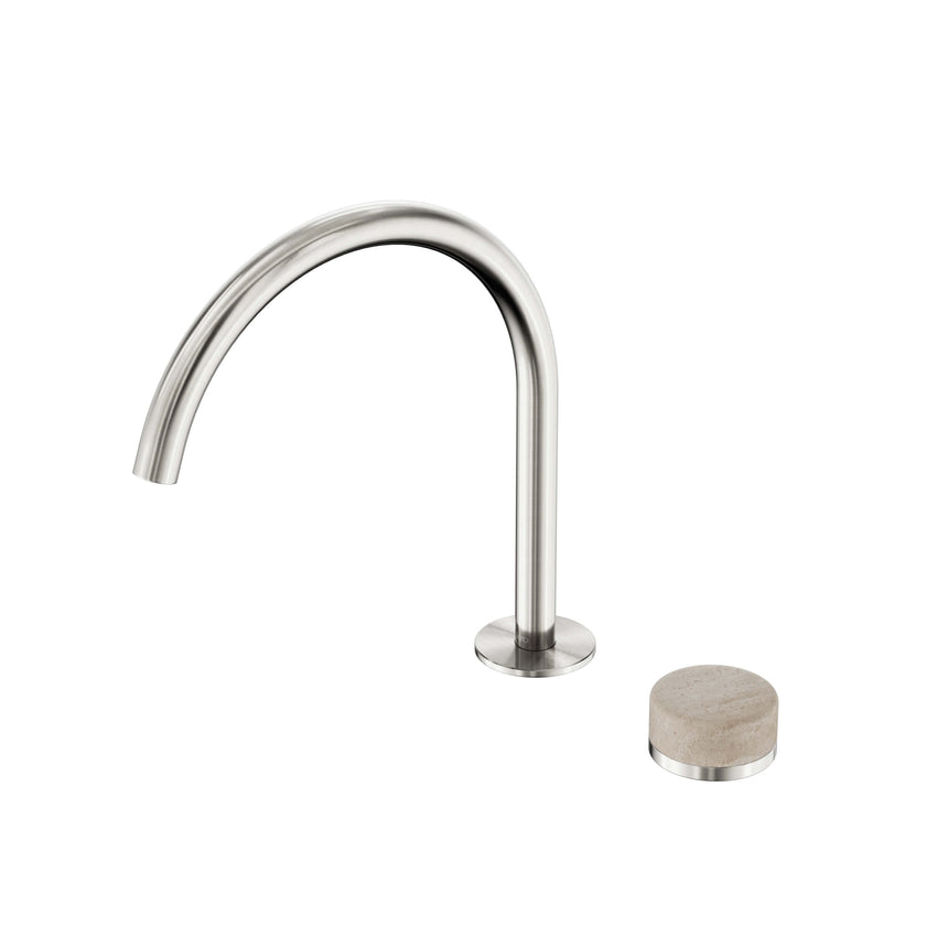 Nero Serenity Progressive Bath/Kitchen Mixer Arc Spout With Rome Travertine Handle Brushed Nickel Tapware Nero Default Title