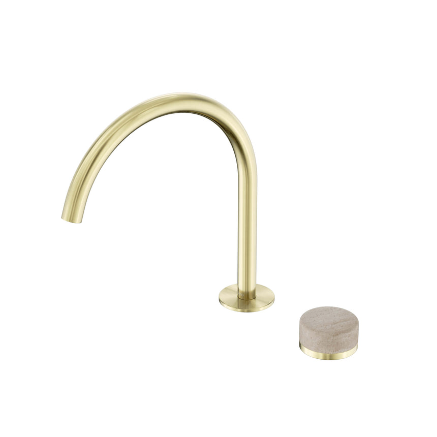 Nero Serenity Progressive Bath/Kitchen Mixer Arc Spout With Rome Travertine Handle Brushed Gold Tapware Nero Default Title
