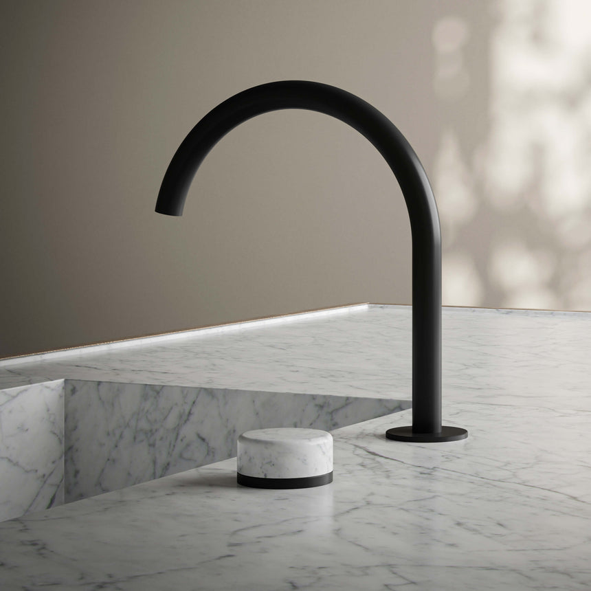 Nero Serenity Progressive Bath/Kitchen Mixer Arc Spout With Arabescato Corchia Handle Matte Black Tapware Nero