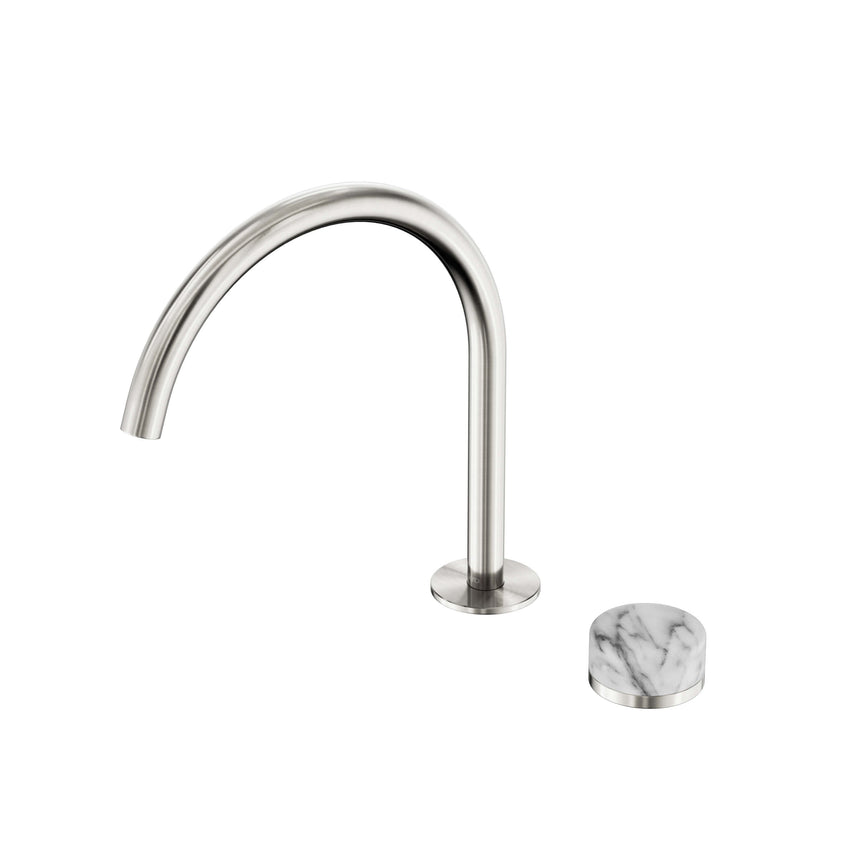 Nero Serenity Progressive Bath/Kitchen Mixer Arc Spout With Arabescato Corchia Handle Brushed Nickel Tapware Nero Default Title