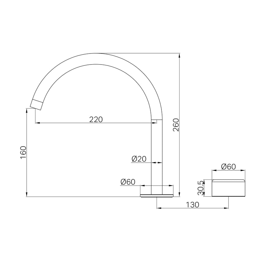 Nero Serenity Progressive Bath/Kitchen Mixer Arc Spout With Metal Handle Chrome Tapware Nero