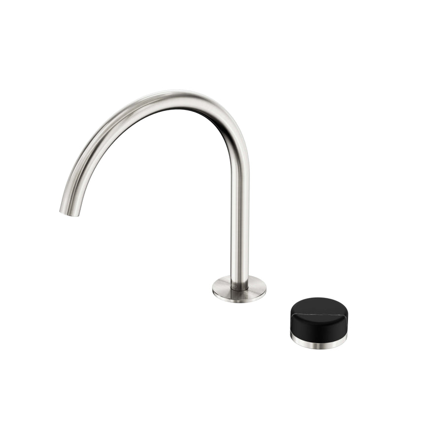 Nero Serenity Progressive Bath/Kitchen Mixer Arc Spout With Marquina Black Handle Brushed Nickel Tapware Nero Default Title
