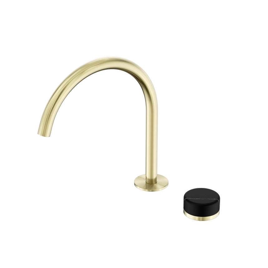 Nero Serenity Progressive Bath/Kitchen Mixer Arc Spout With Marquina Black Handle Brushed Gold Tapware Nero Default Title