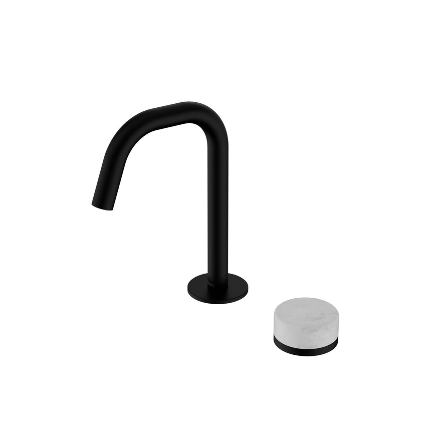 Nero Serenity Progressive Basin Mixer Edge Spout With Carrara Handle Matte Black Tapware Nero Default Title