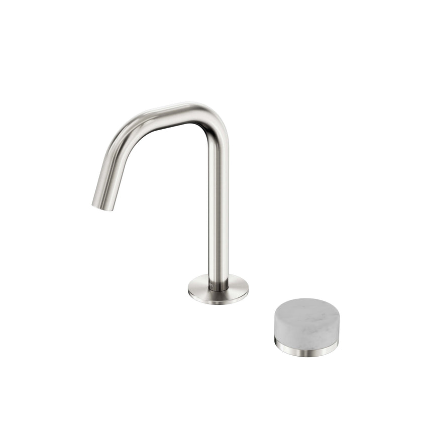 Nero Serenity Progressive Basin Mixer Edge Spout With Carrara Handle Brushed Nickel Tapware Nero Default Title