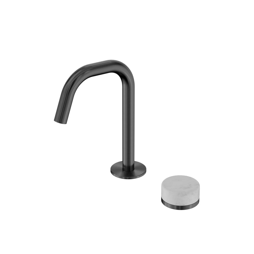 Nero Serenity Progressive Basin Mixer Edge Spout With Carrara Handle Gun Metal Tapware Nero Default Title