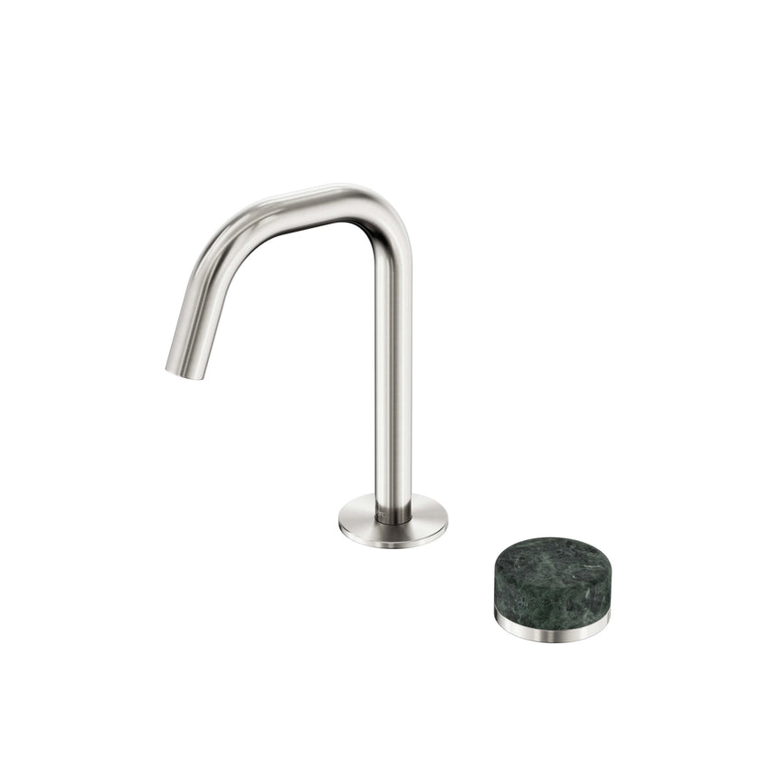 Nero Serenity Progressive Basin Mixer Edge Spout With Verde Alpi Handle Brushed Nickel Tapware Nero Default Title